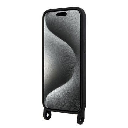 Калъф за Apple iPhone 15, Karl Lagerfeld, Silicone Crossbody Ikonik Karl, Черен