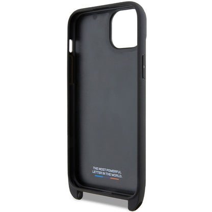 Калъф за Apple iPhone 15 Plus, BMW, M Edition Carbon Stripe & Strap, Черен