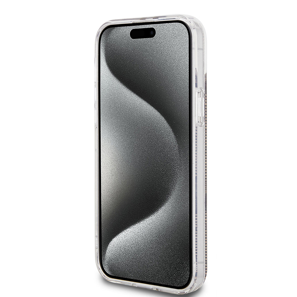 Калъф за Apple iPhone 15 Plus, Guess, IML 4G Gold Stripe, Кафяв