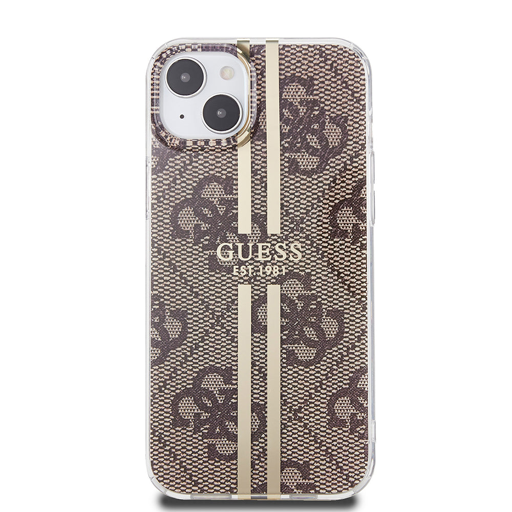 Калъф за Apple iPhone 15 Plus, Guess, IML 4G Gold Stripe, Кафяв