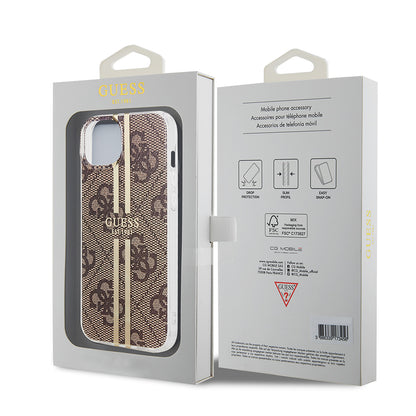 Калъф за Apple iPhone 15 Plus, Guess, IML 4G Gold Stripe, Кафяв