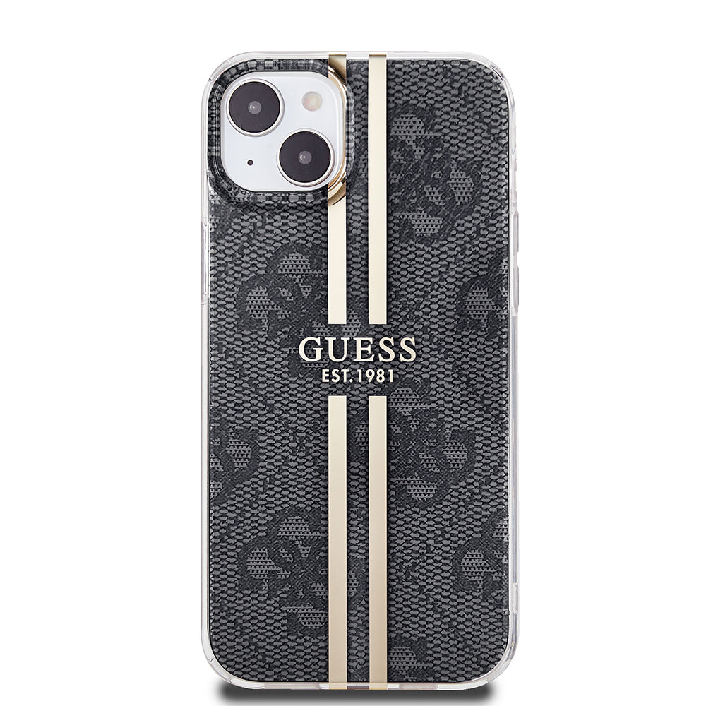 Калъф за Apple iPhone 15 Plus, Guess, IML 4G Gold Stripe, Черен