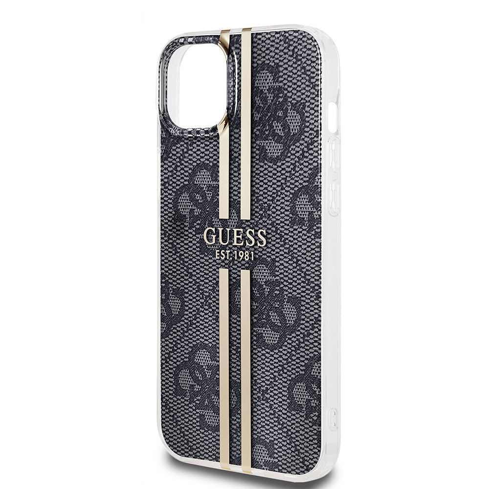 Калъф за Apple iPhone 15 Plus, Guess, IML 4G Gold Stripe, Черен