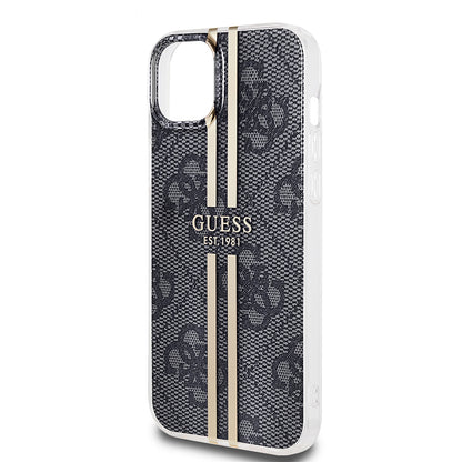 Калъф за Apple iPhone 15 Plus, Guess, IML 4G Gold Stripe, Черен