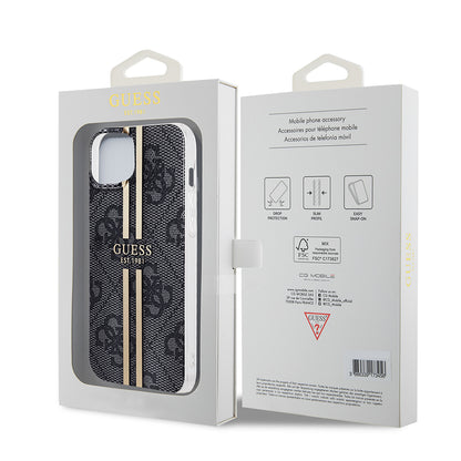 Калъф за Apple iPhone 15 Plus, Guess, IML 4G Gold Stripe, Черен