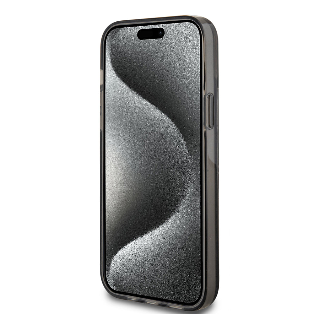 Калъф за Apple iPhone 15 Plus, Guess, Liquid Glitter Gold Stripes, Черен