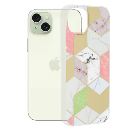 Калъф за Apple iPhone 15 Plus, Techsuit, Marble, Лилав