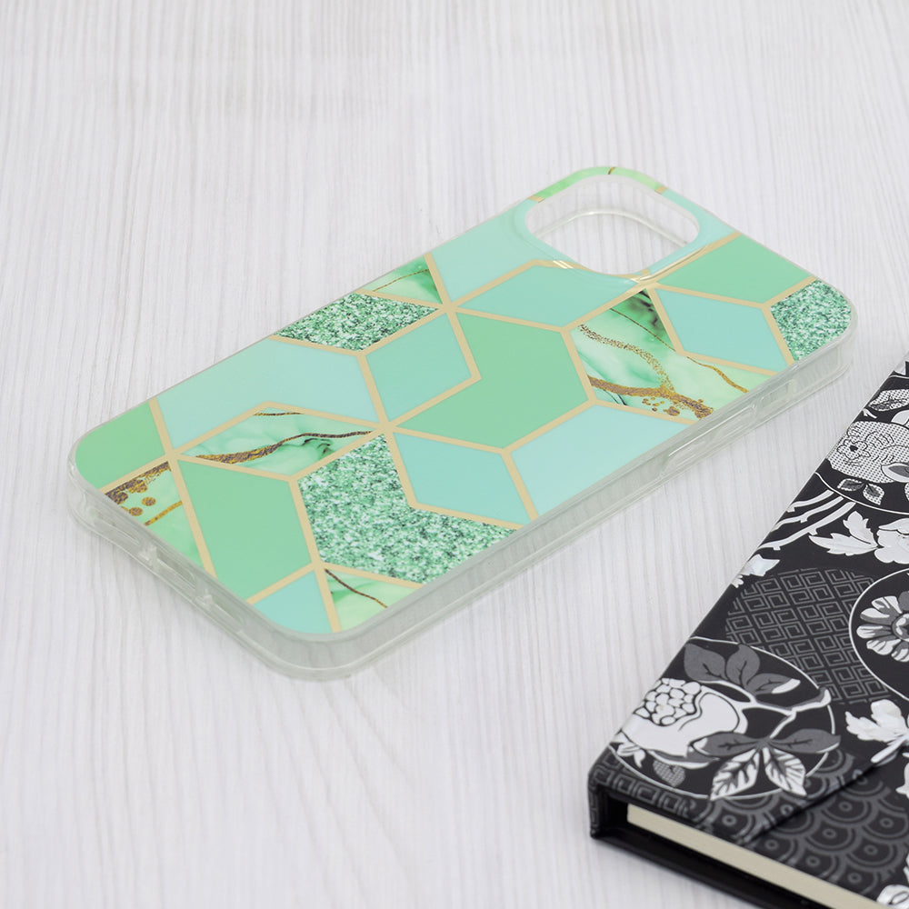 Калъф за Apple iPhone 15 Plus, Techsuit, Marble, Зелен