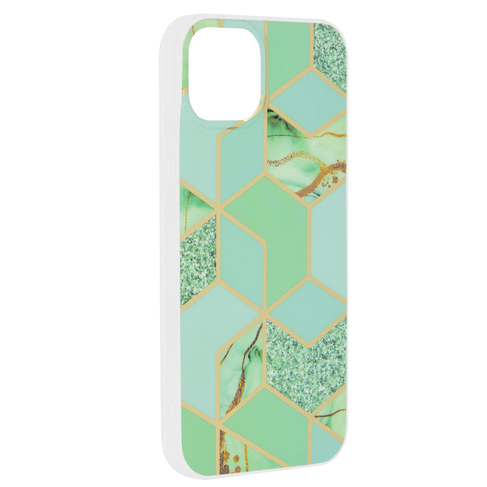 Калъф за Apple iPhone 15 Plus, Techsuit, Marble, Зелен