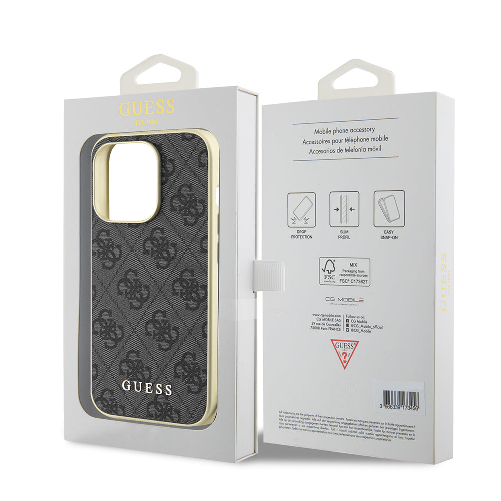 Калъф за Apple iPhone 15 Pro, Guess, 4G Charm, Сив