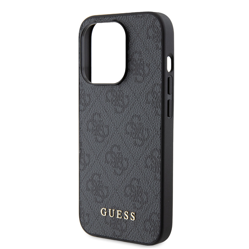 Case for Apple iPhone 15 Pro, Guess, 4G Metal Gold Logo, Grey