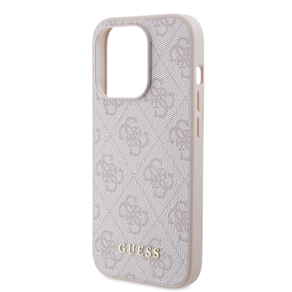 Case for Apple iPhone 15 Pro, Guess, 4G Metal Gold Logo, Pink
