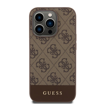 Case for Apple iPhone 15 Pro, Guess, 4G Stripe, Brown