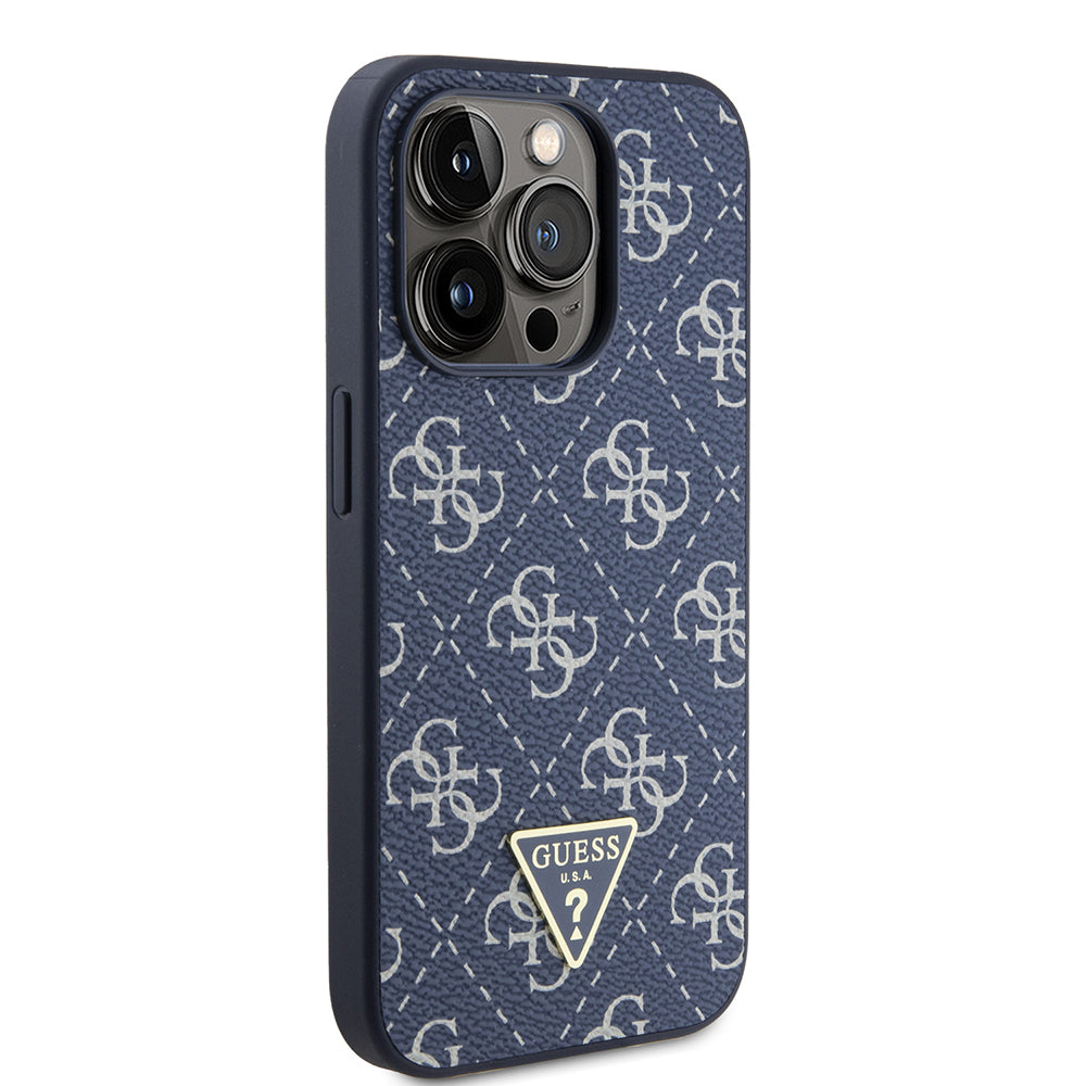 Калъф за Apple iPhone 15 Pro, Guess, 4G Triangle Logo, Син