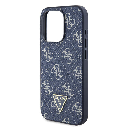Калъф за Apple iPhone 15 Pro, Guess, 4G Triangle Logo, Син