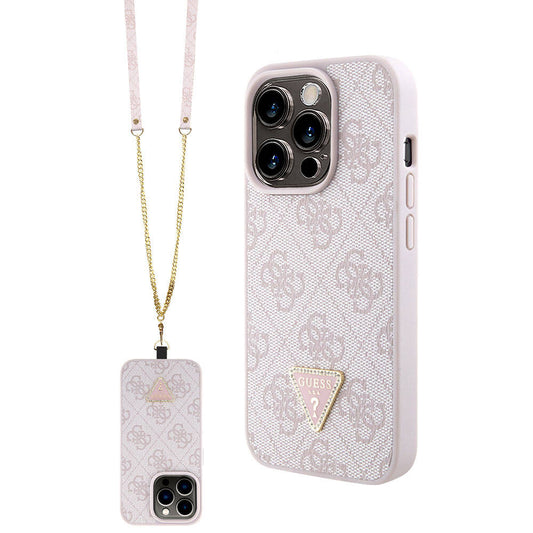 Калъф за Apple iPhone 15 Pro, Guess, Crossbody 4G Metal Logo, Розов