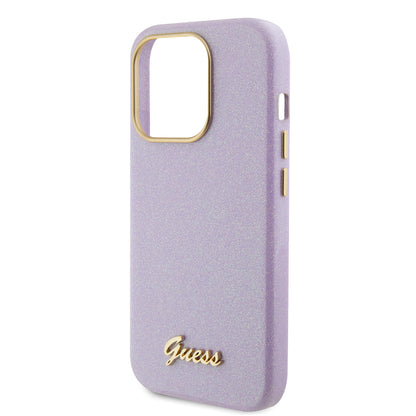 Калъф за Apple iPhone 15 Pro, Guess, Glitter Glossy Script, Светло лилав
