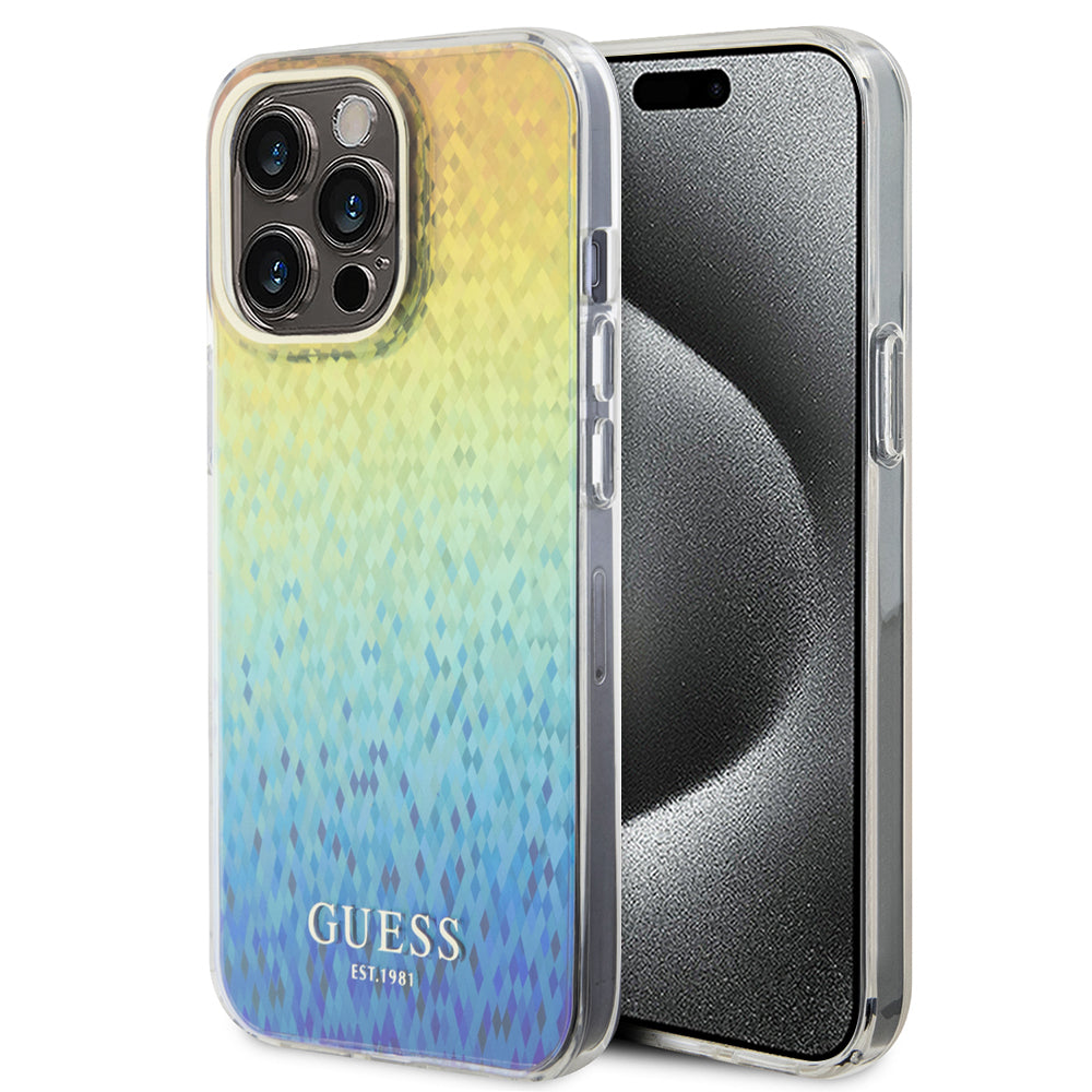 Case for Apple iPhone 15 Pro, Guess, IML Faceted Mirror Disco Iridescent, Multicolor