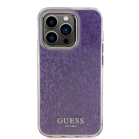 Калъф за Apple iPhone 15 Pro, Guess, IML Faceted Mirror Disco Iridescent, Розов