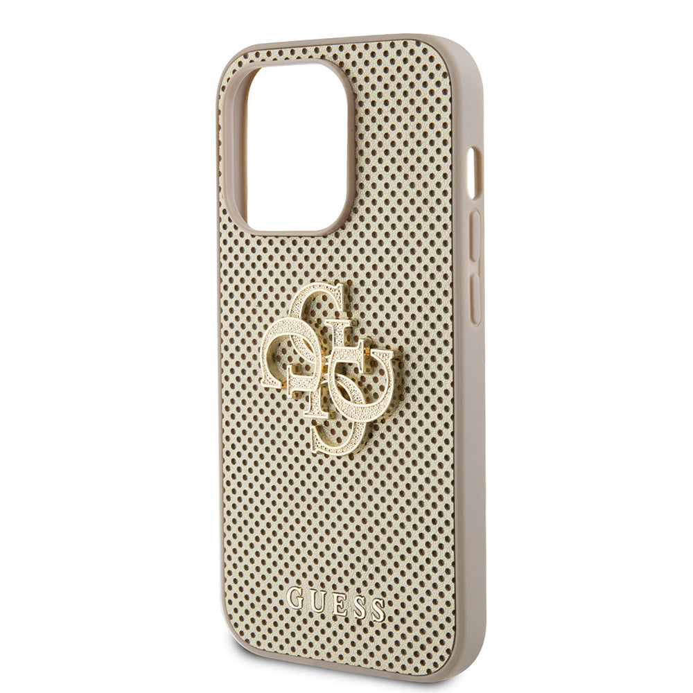 Калъф за Apple iPhone 15 Pro, Guess, Perforated 4G, Златист