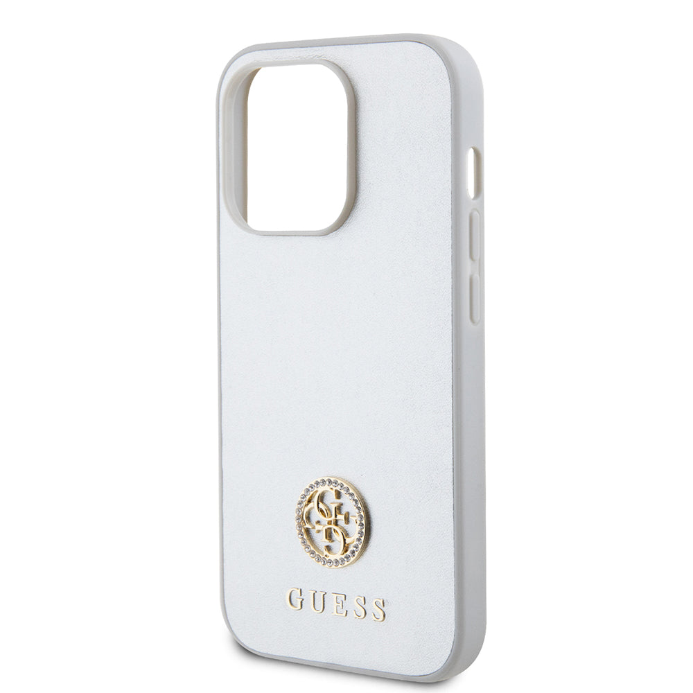 Калъф за Apple iPhone 15 Pro, Guess, Strass Metal Logo, Сребрист
