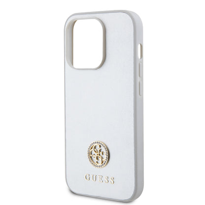 Калъф за Apple iPhone 15 Pro, Guess, Strass Metal Logo, Сребрист