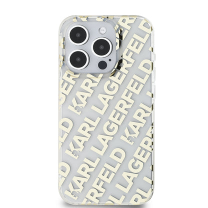 Калъф за Apple iPhone 15 Pro, Karl Lagerfeld, IML Electroplated Repeated Logo, Златист