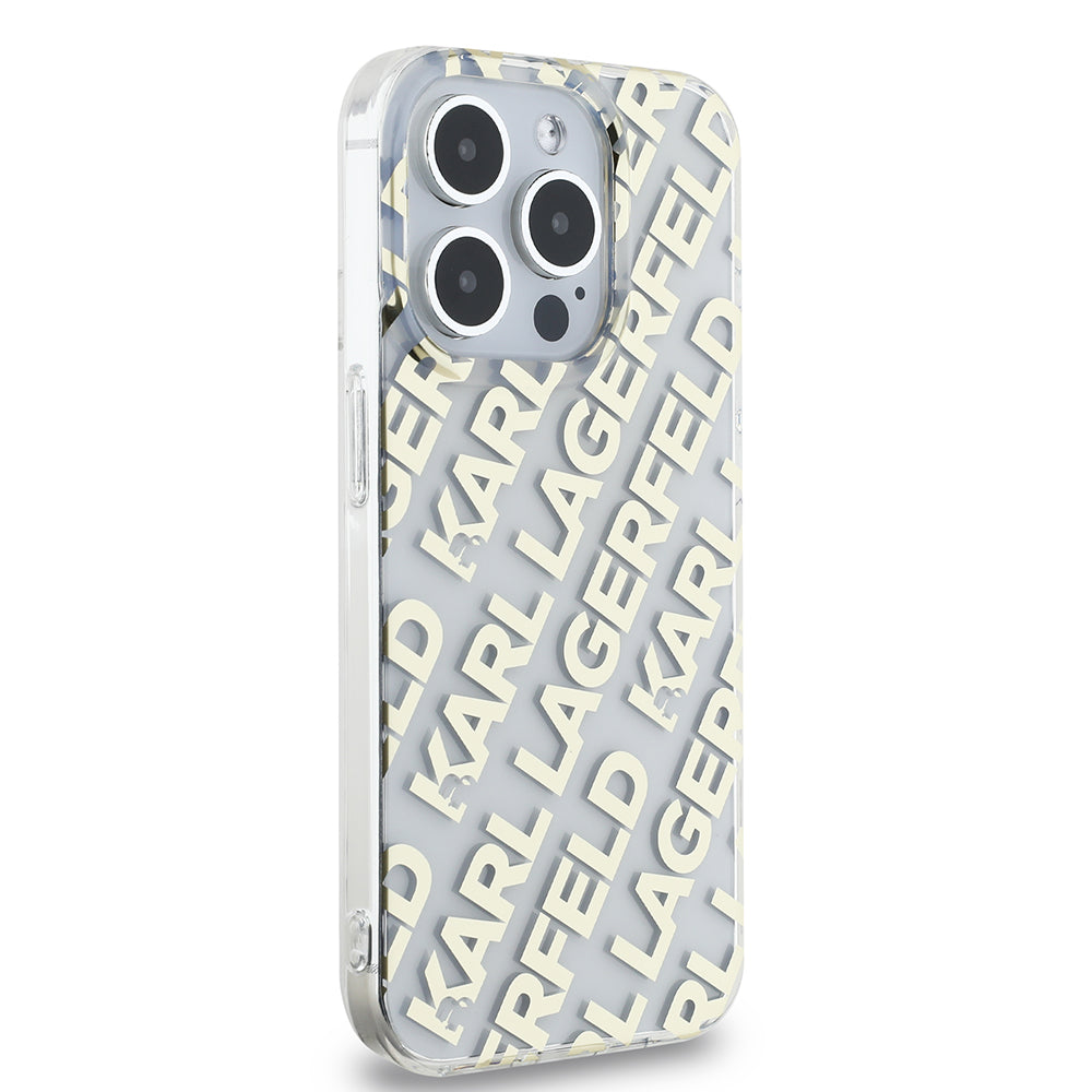 Калъф за Apple iPhone 15 Pro, Karl Lagerfeld, IML Electroplated Repeated Logo, Златист