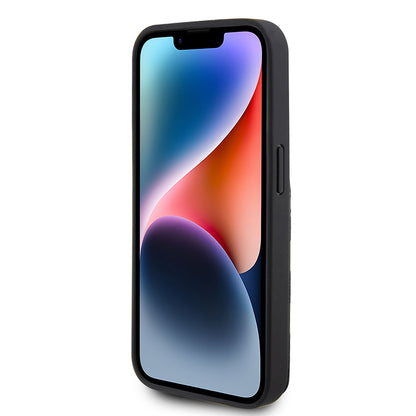 Калъф за Apple iPhone 15 Pro, Karl Lagerfeld, Saffiano Cardslots and Stand Monogram Ikonik Karl, Черен