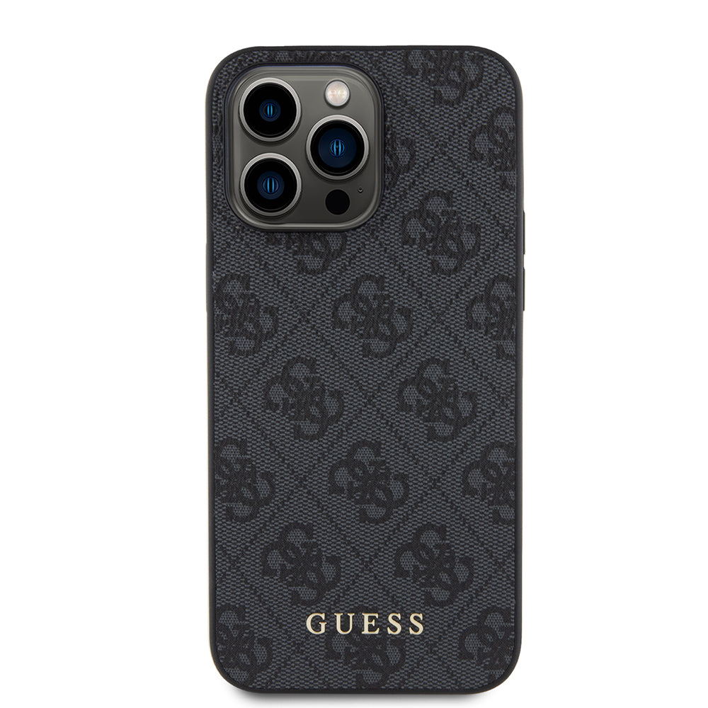 Калъф за Apple iPhone 15 Pro Max, Guess, 4G Metal Gold Logo, Сив
