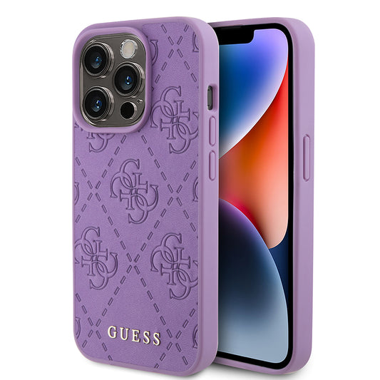 Калъф за Apple iPhone 15 Pro Max, Guess, 4G Stamped, Светло лилав