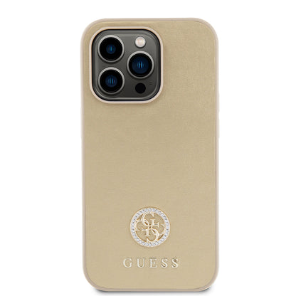 Калъф за Apple iPhone 15 Pro Max, Guess, 4G Strass Metal Logo, Златист