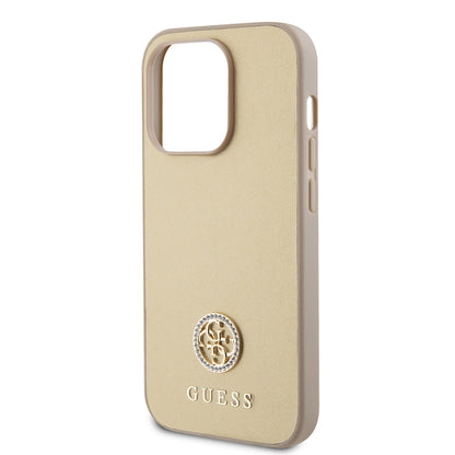 Калъф за Apple iPhone 15 Pro Max, Guess, 4G Strass Metal Logo, Златист