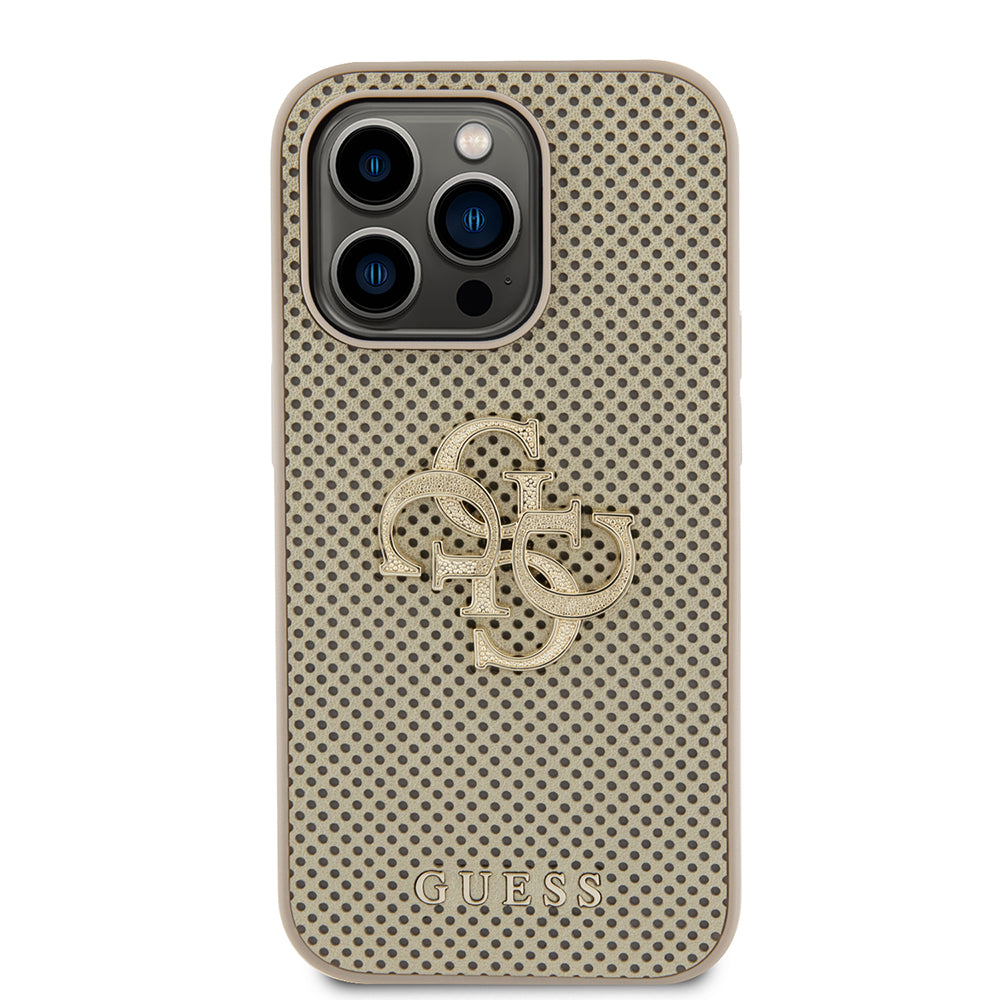Калъф за Apple iPhone 15 Pro Max, Guess, Perforated 4G, Златист