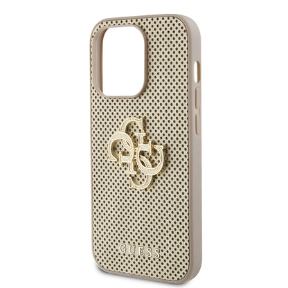 Калъф за Apple iPhone 15 Pro Max, Guess, Perforated 4G, Златист
