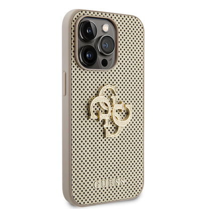Калъф за Apple iPhone 15 Pro Max, Guess, Perforated 4G, Златист