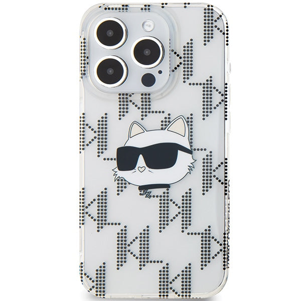 Case for Apple iPhone 15 Pro Max, Karl Lagerfeld, IML Electroplated Choupette Head, Transparent
