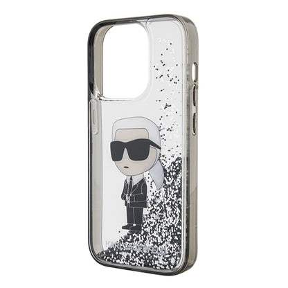 Калъф за Apple iPhone 15 Pro Max, Karl Lagerfeld, Liquid Glitter Ikonik Karl, Прозрачен
