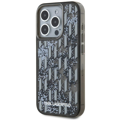 Калъф за Apple iPhone 15 Pro Max, Karl Lagerfeld, Liquid Glitter Monogram, Черен