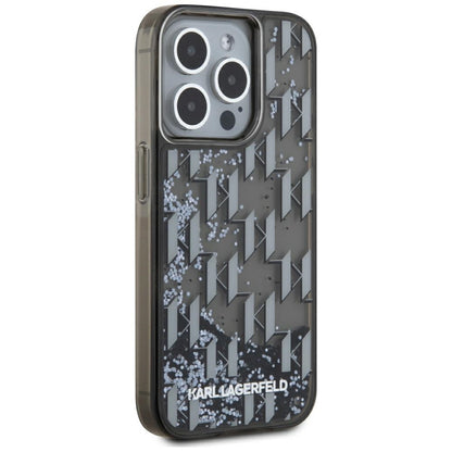 Калъф за Apple iPhone 15 Pro Max, Karl Lagerfeld, Liquid Glitter Monogram, Черен