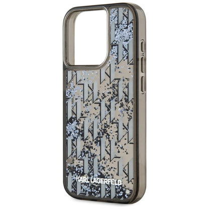 Калъф за Apple iPhone 15 Pro Max, Karl Lagerfeld, Liquid Glitter Monogram, Черен