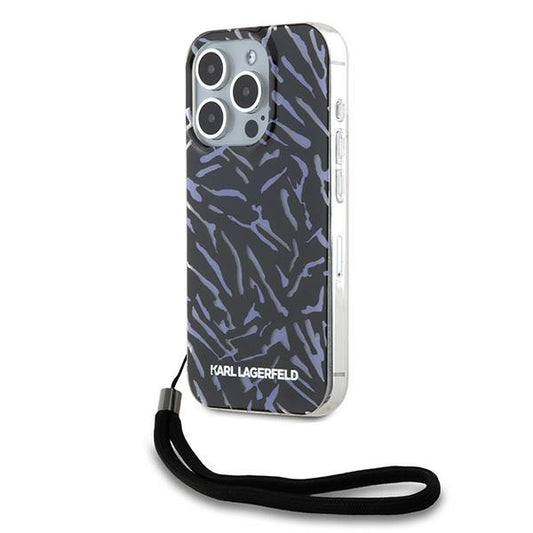 Калъф за Apple iPhone 15 Pro Max, Karl Lagerfeld, Zebra with Cord Strap, Лилав