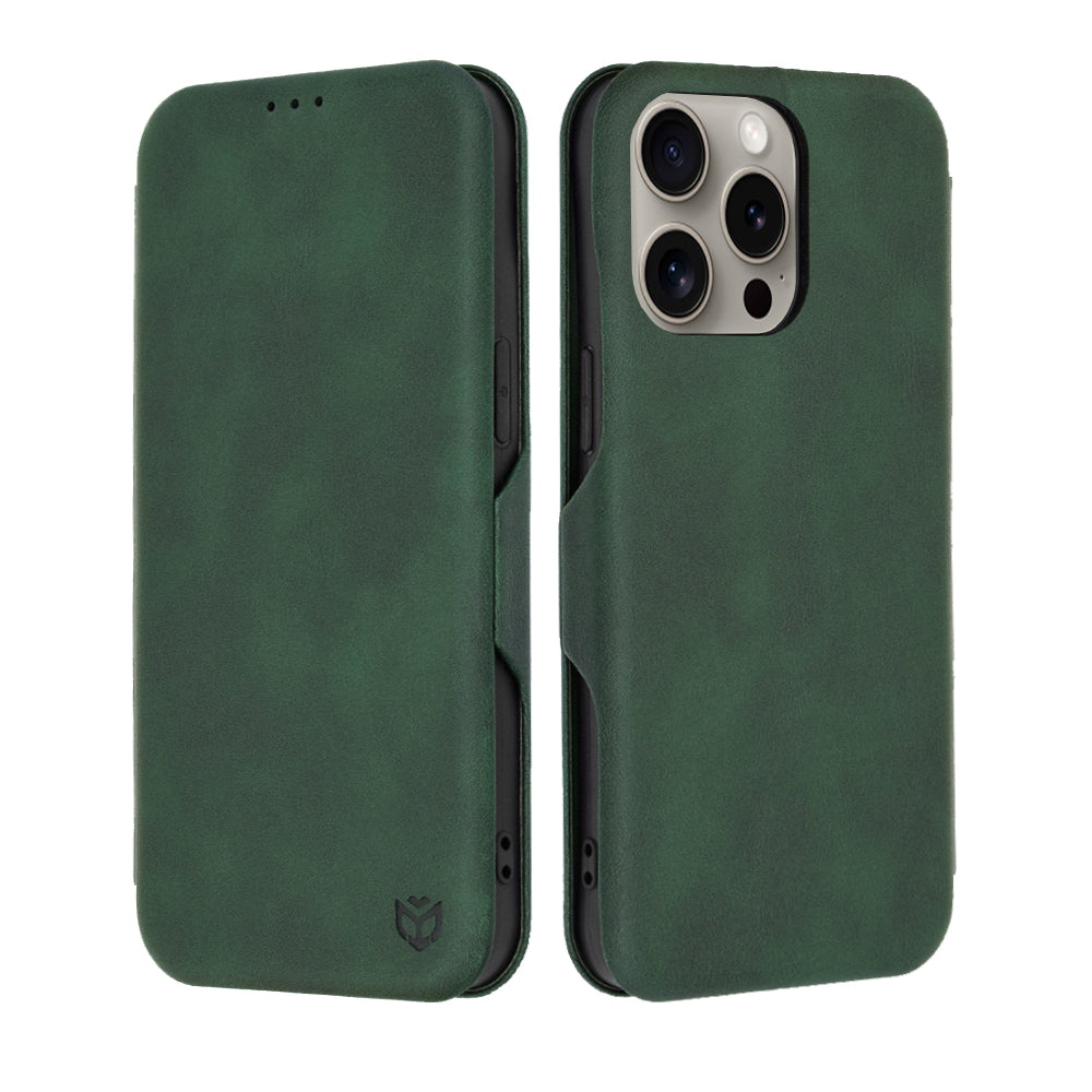 Калъф за Apple iPhone 15 Pro Max, Techsuit, Safe Wallet Plus, Зелен