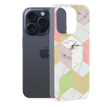 Калъф за Apple iPhone 15 Pro, Techsuit, Marble, Лилав