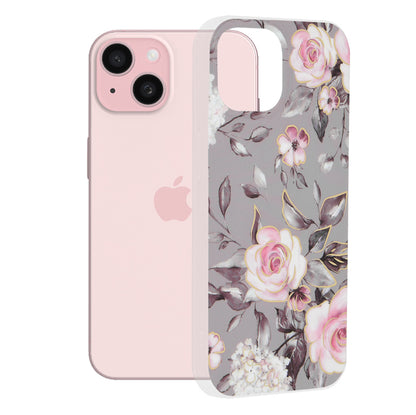Калъф за Apple iPhone 15, Techsuit, Marble, Сив
