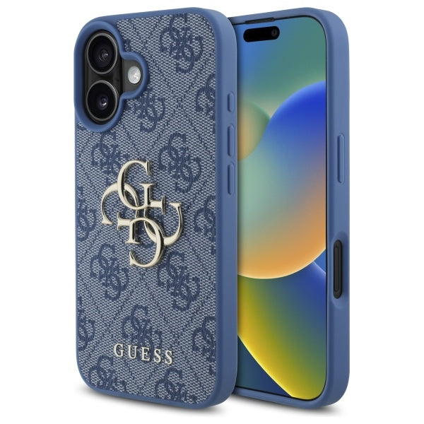 Калъф за Apple iPhone 16, Guess, 4G Big Logo, Син