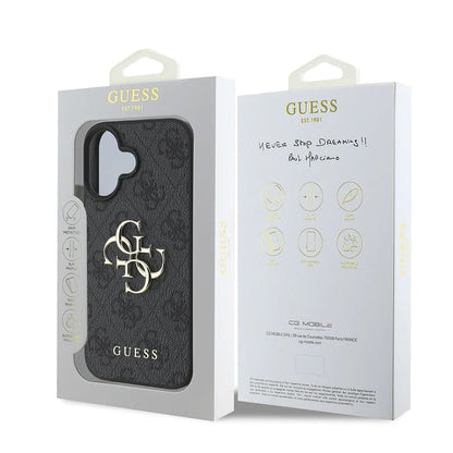 Калъф за Apple iPhone 16, Guess, 4G Big Logo, Черен