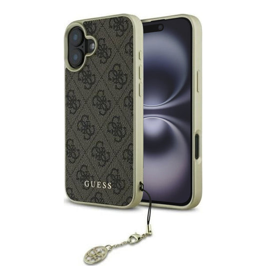 Калъф за Apple iPhone 16, Guess, 4G Charm, Кафяв