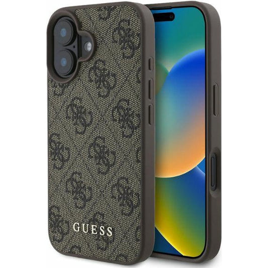 Калъф за Apple iPhone 16, Guess, 4G Classic, Кафяв