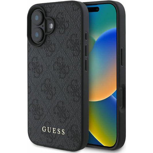 Калъф за Apple iPhone 16, Guess, 4G Classic, Черен